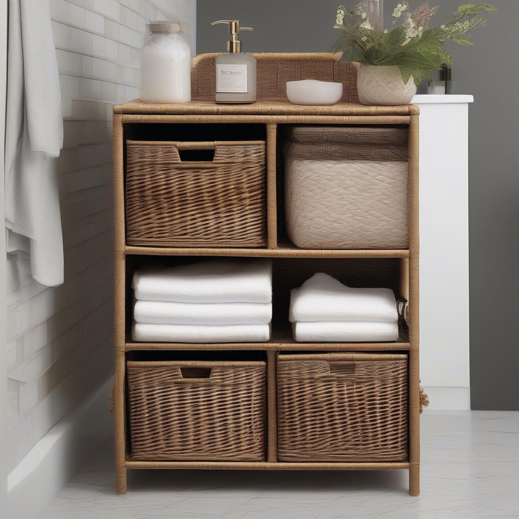 Wicker Bathroom Storage Organization