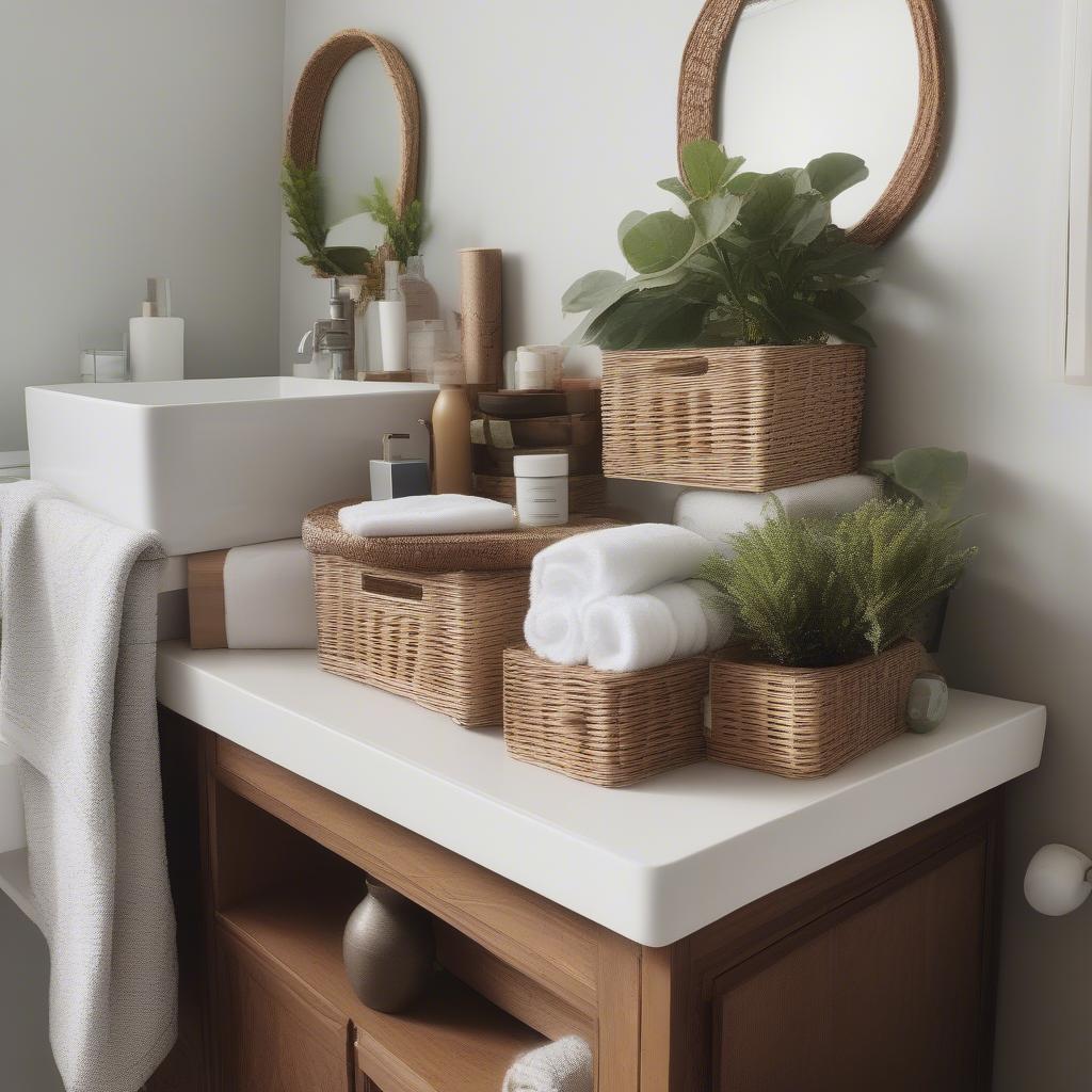 Wicker Bathroom Storage Styling