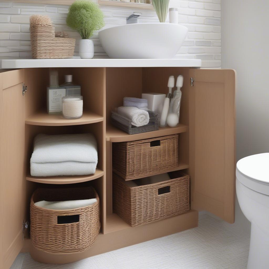 Wicker Bathroom Storage Unit for Small Spaces