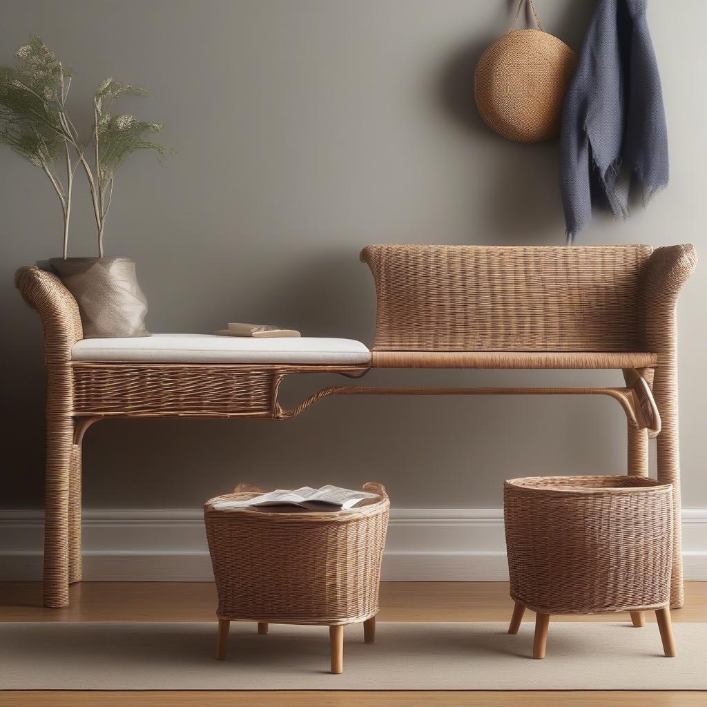 Wicker Bench in Different Rooms