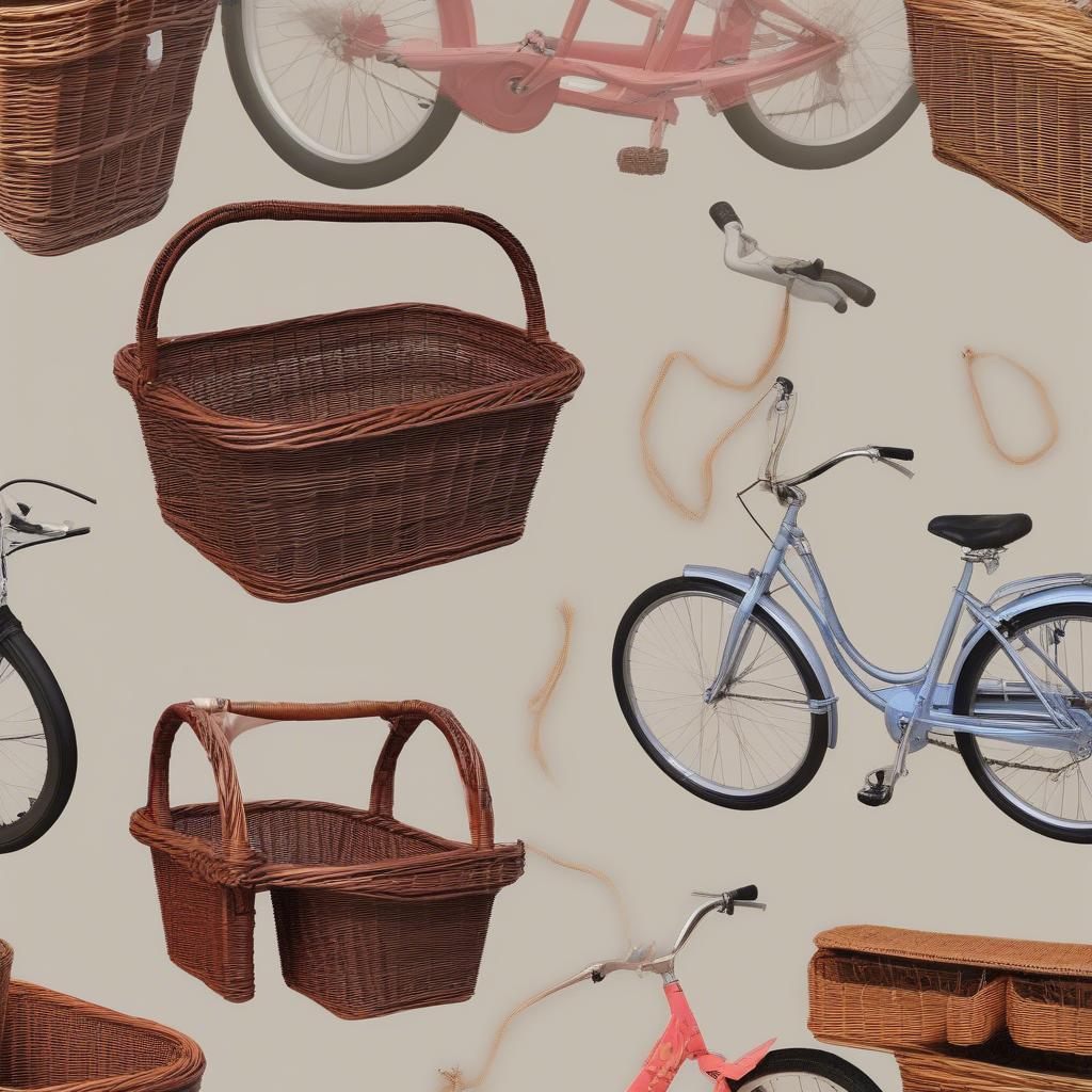 Different Styles of Wicker Bike Baskets with Cup Holders