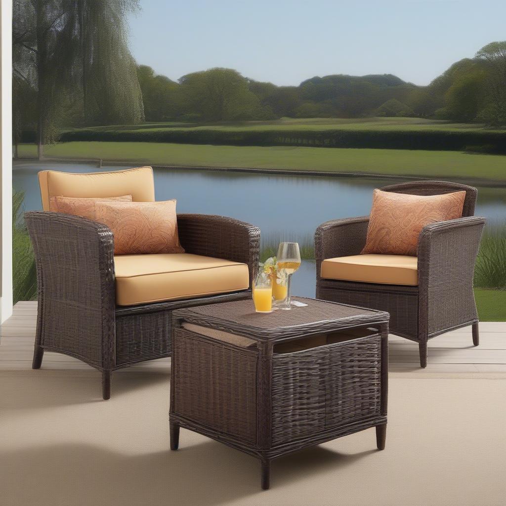 Different Styles of 3-Piece Wicker Bistro Sets with Storage Tables