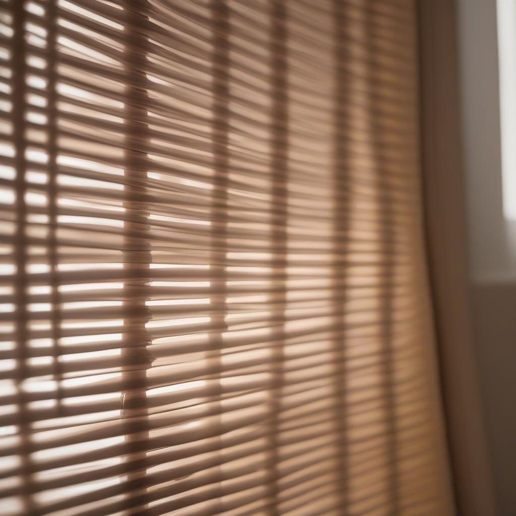 Wicker blinds on a bedroom window