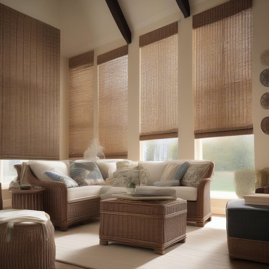 Wicker Blinds in a Living Room