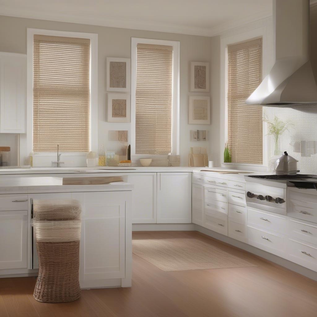 Wicker Blinds in a Modern Kitchen