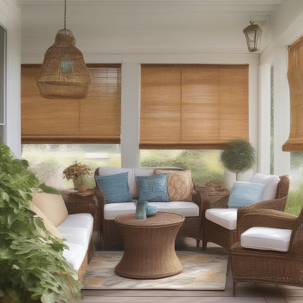 Decorating a Porch with Wicker Blinds