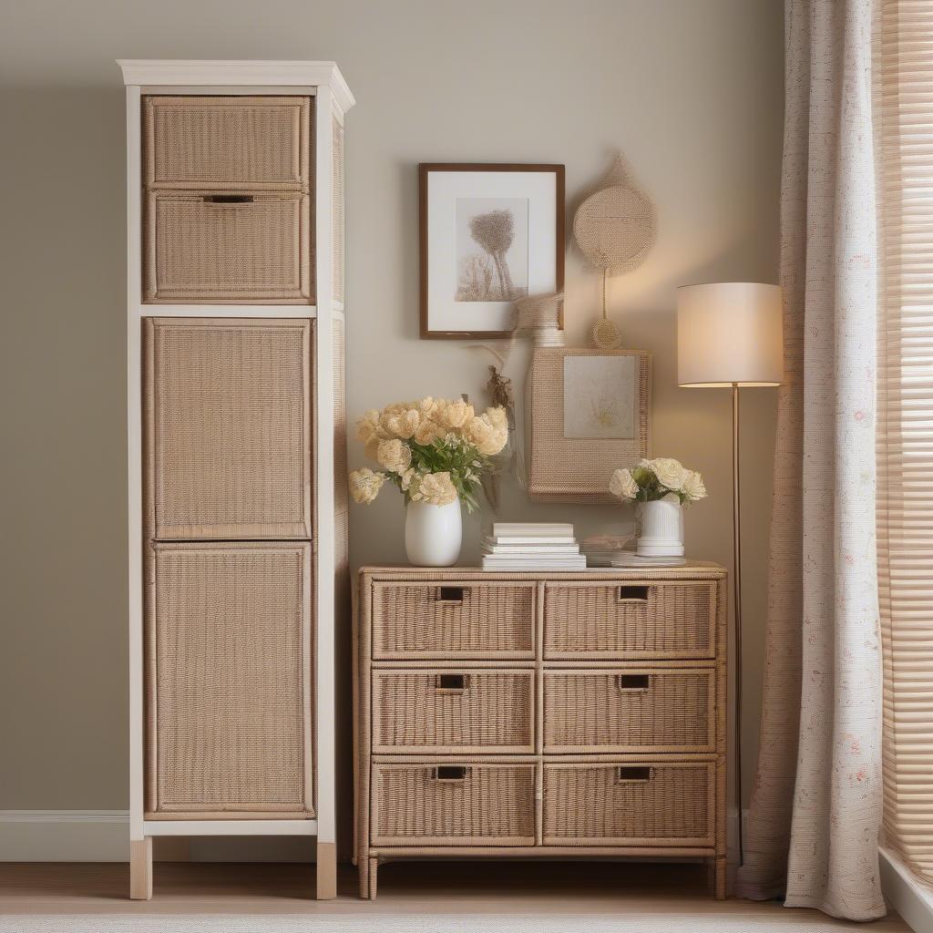 Wicker Cabinet Bedroom Styling