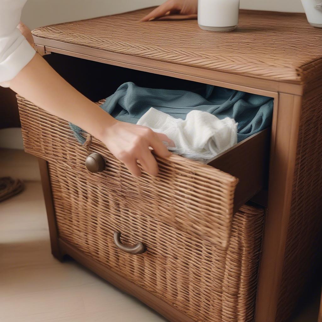 Cleaning a 3 Drawer Wicker Cabinet