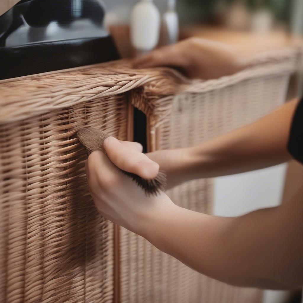 Cleaning and maintaining a wicker cabinet