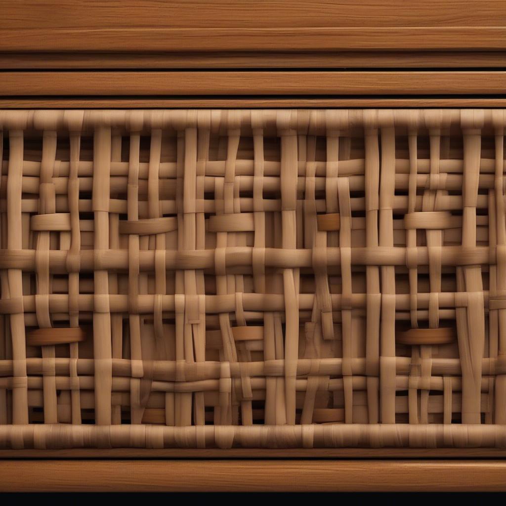 Close-up Detail of Wicker Cabinet Weaving