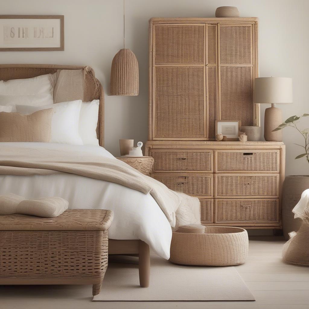 Wicker Cabinet Doors in a Bedroom