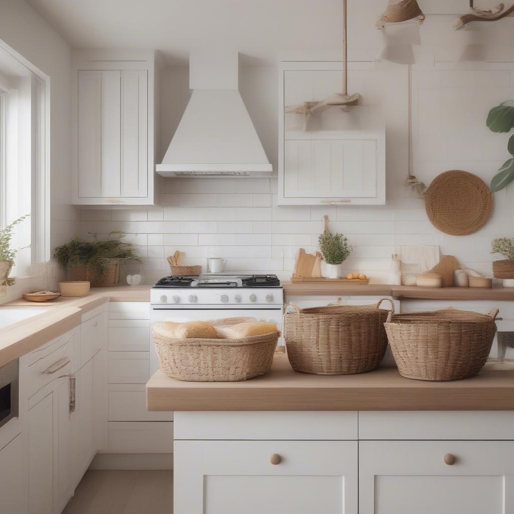 Wicker Cabinet Handles in a Kitchen Setting