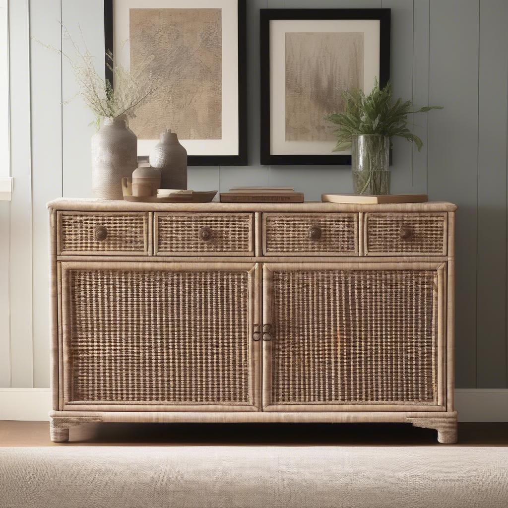 3 Door Wicker Cabinets in Various Room Settings