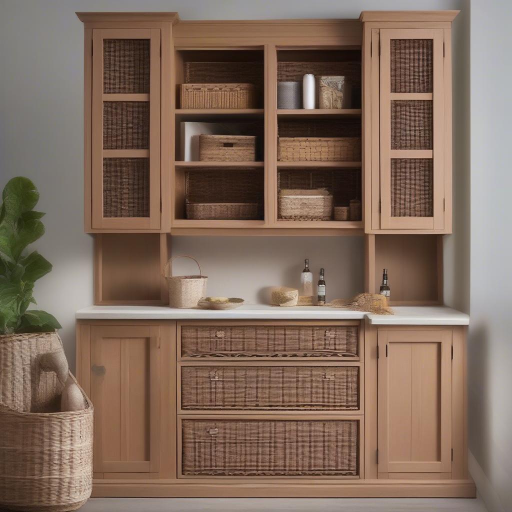 Different Styles and Sizes of Wicker Cabinets