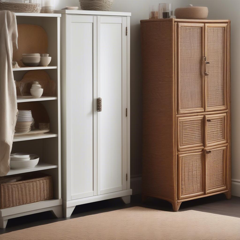 Various Styles of Tall Wicker Cabinets