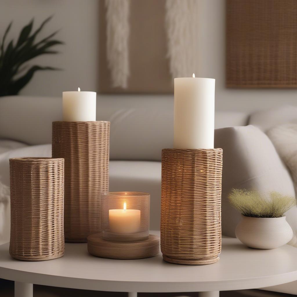 Wicker Candle Holders in Home Decor