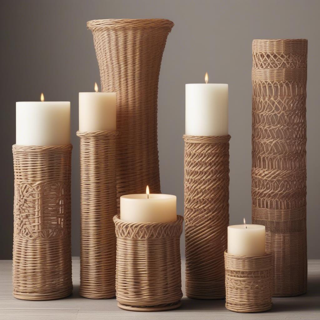 Variety of Wicker Candle Holder Pillars