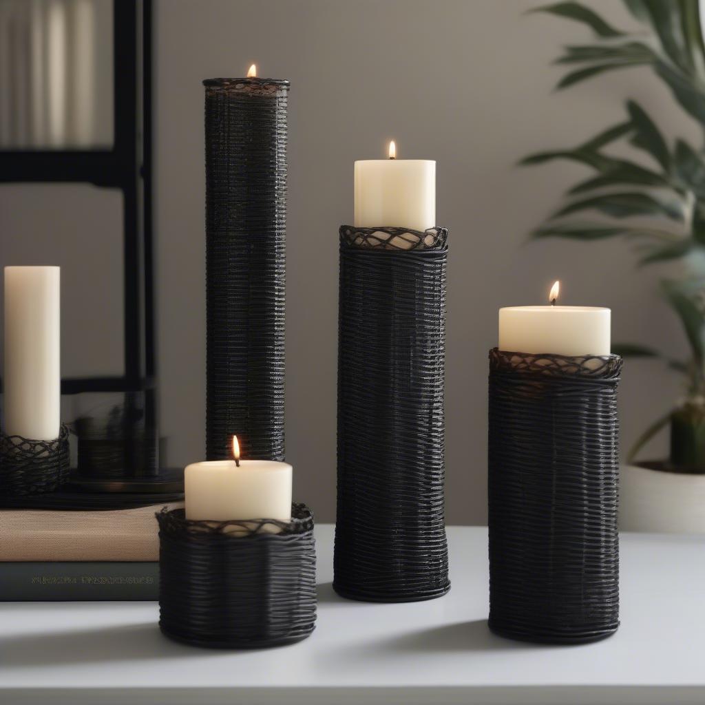 Comparing Sizes of Wicker Candle Holders