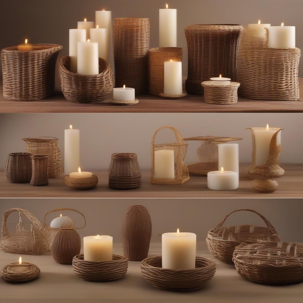 Wicker Candle Holders in Various Shapes