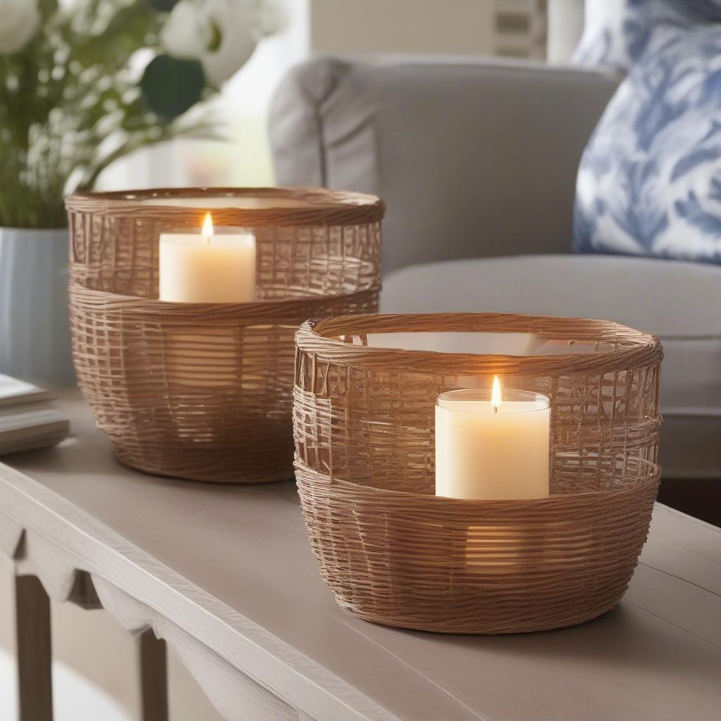 Wicker Candle Holders in Different Home Décor Settings