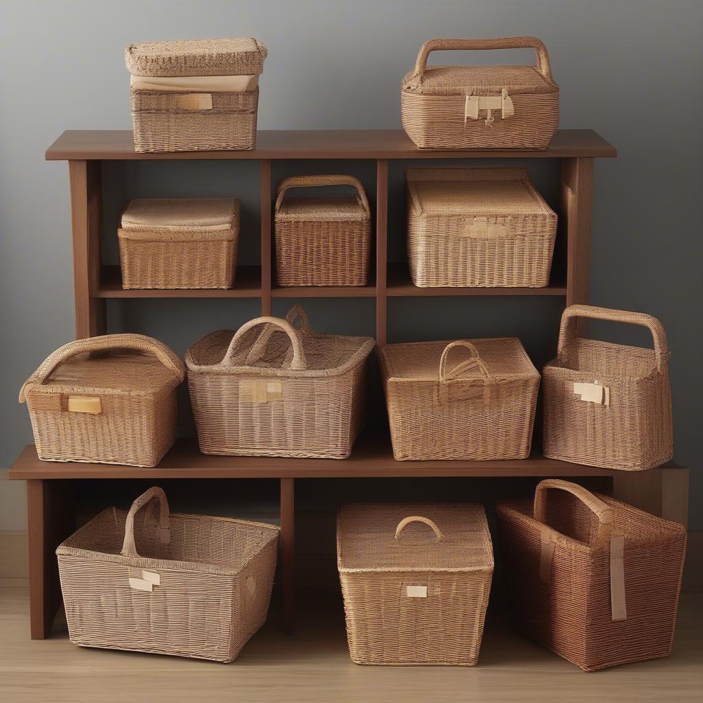 Various wicker baskets for CD storage