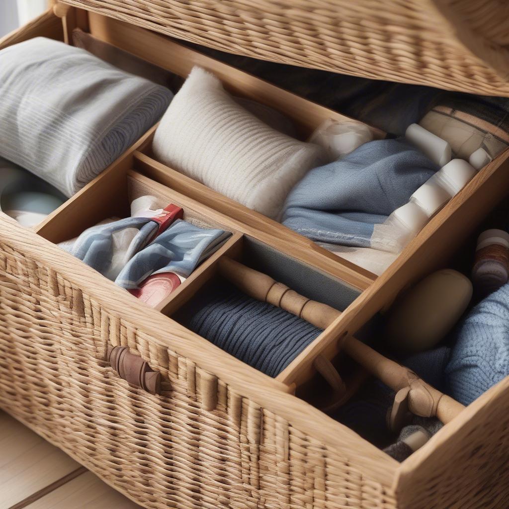 Organizing Items Inside a Wicker Storage Chest