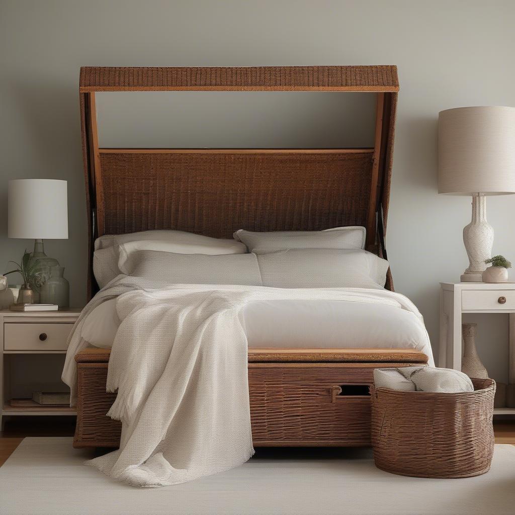 Wicker Chest in Bedroom for Storage