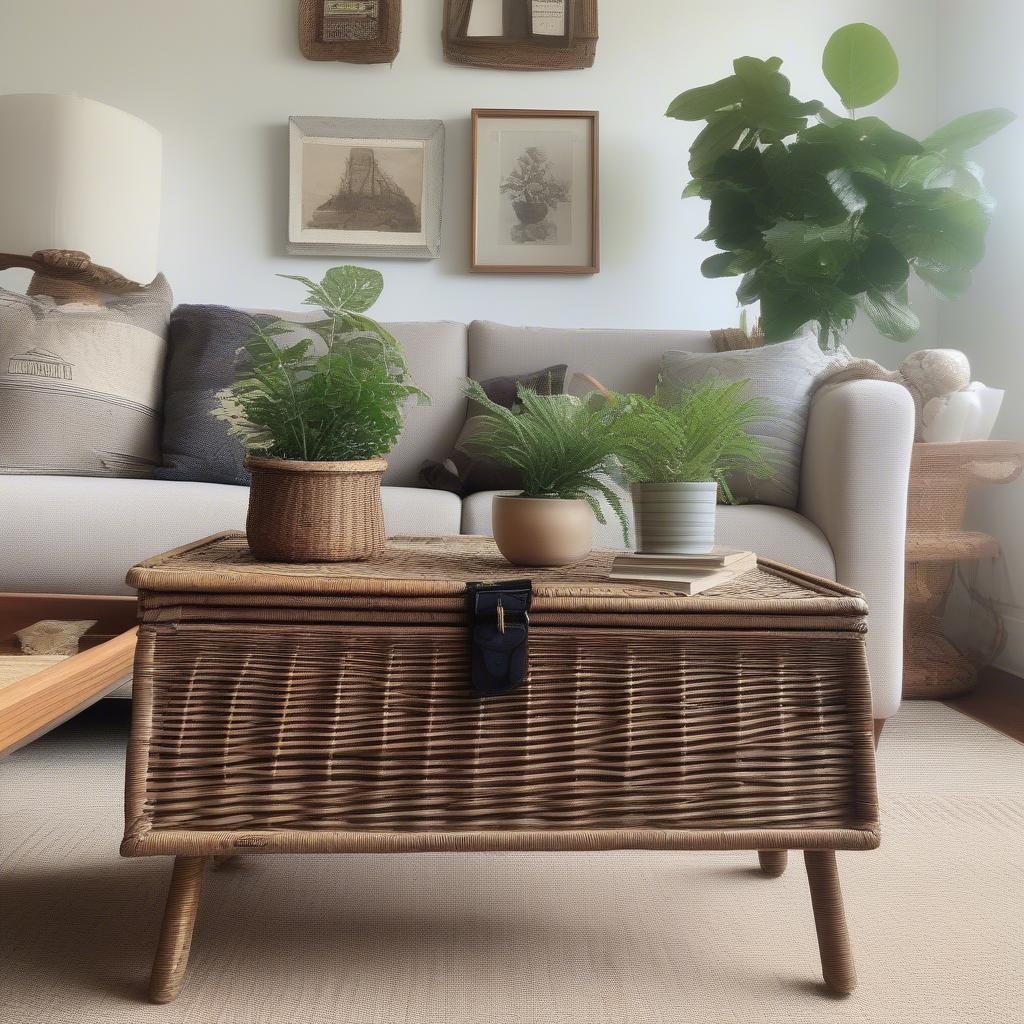 Wicker Chest in a Living Room Setting