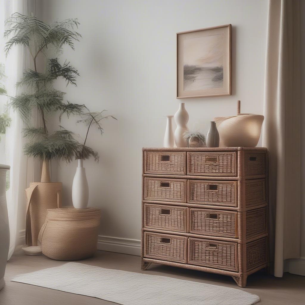 Wicker Chest in a Living Room Setting