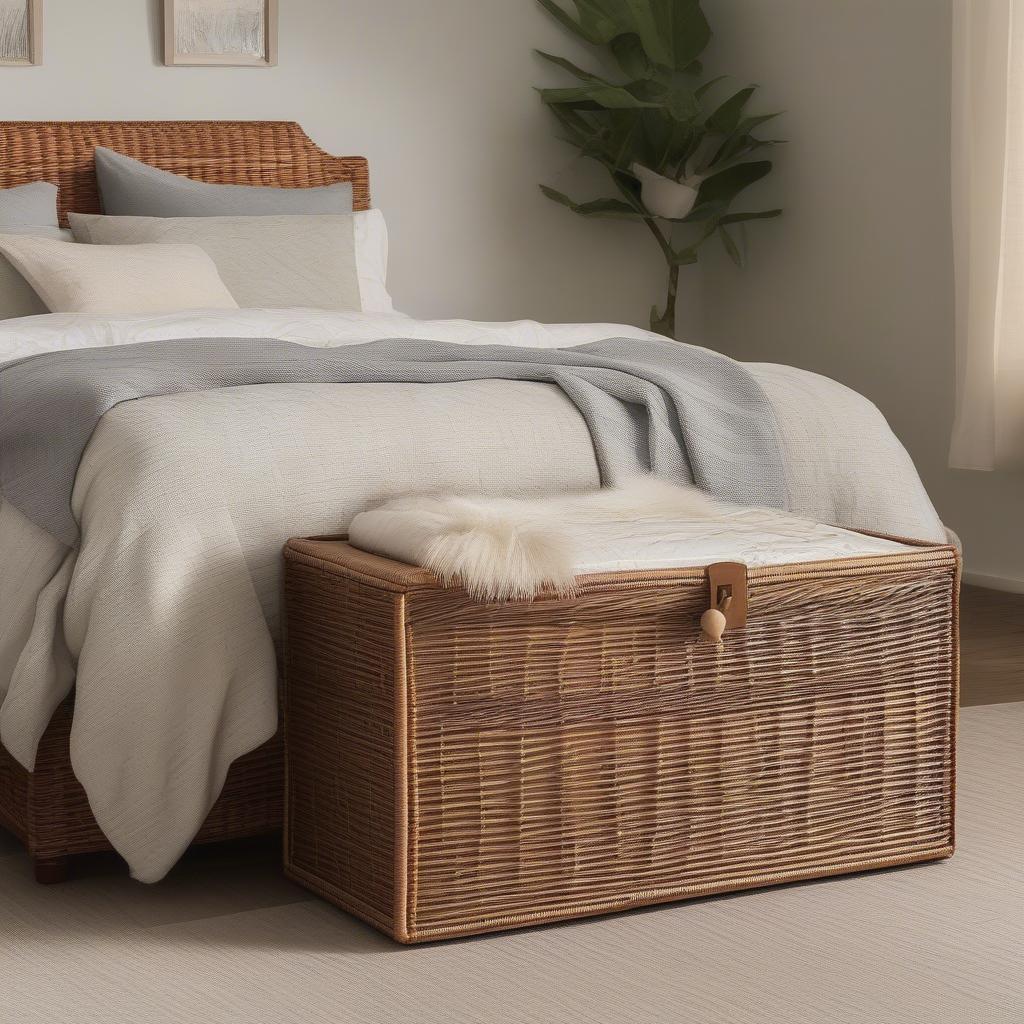 Wicker Storage Chest in a Bedroom