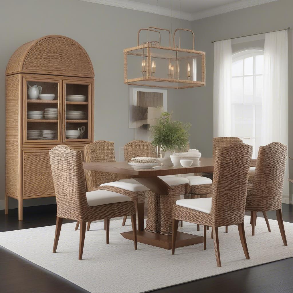 Wicker China Cabinet in a Modern Home