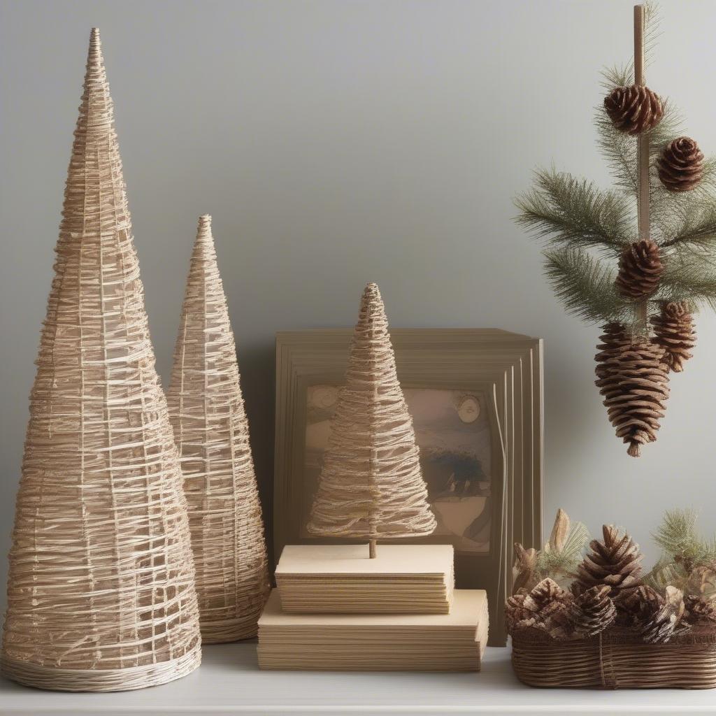 Variety of wicker Christmas card holders