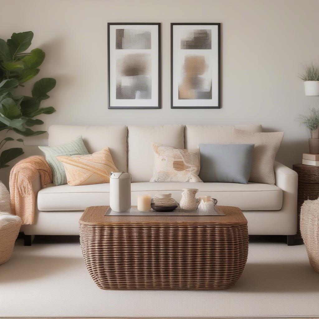 Wicker Coffee Table in Living Room