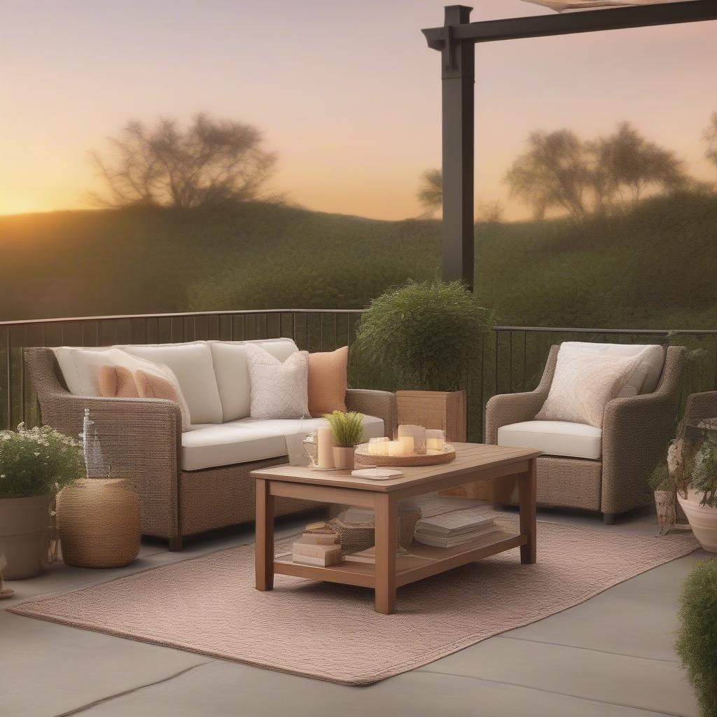 Wicker Coffee Table in a Relaxing Patio Setting