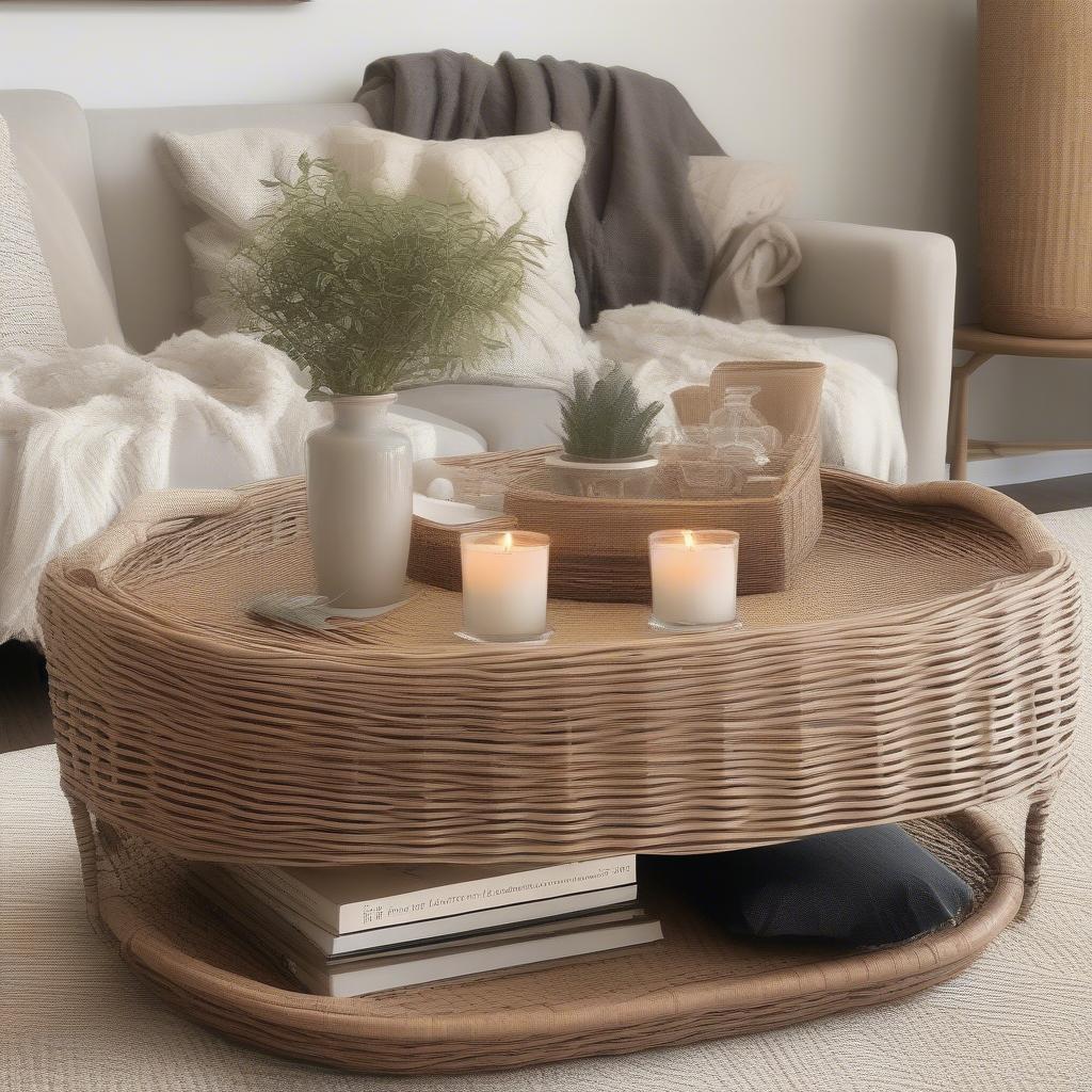 Styling an Indoor Wicker Coffee Table with Storage