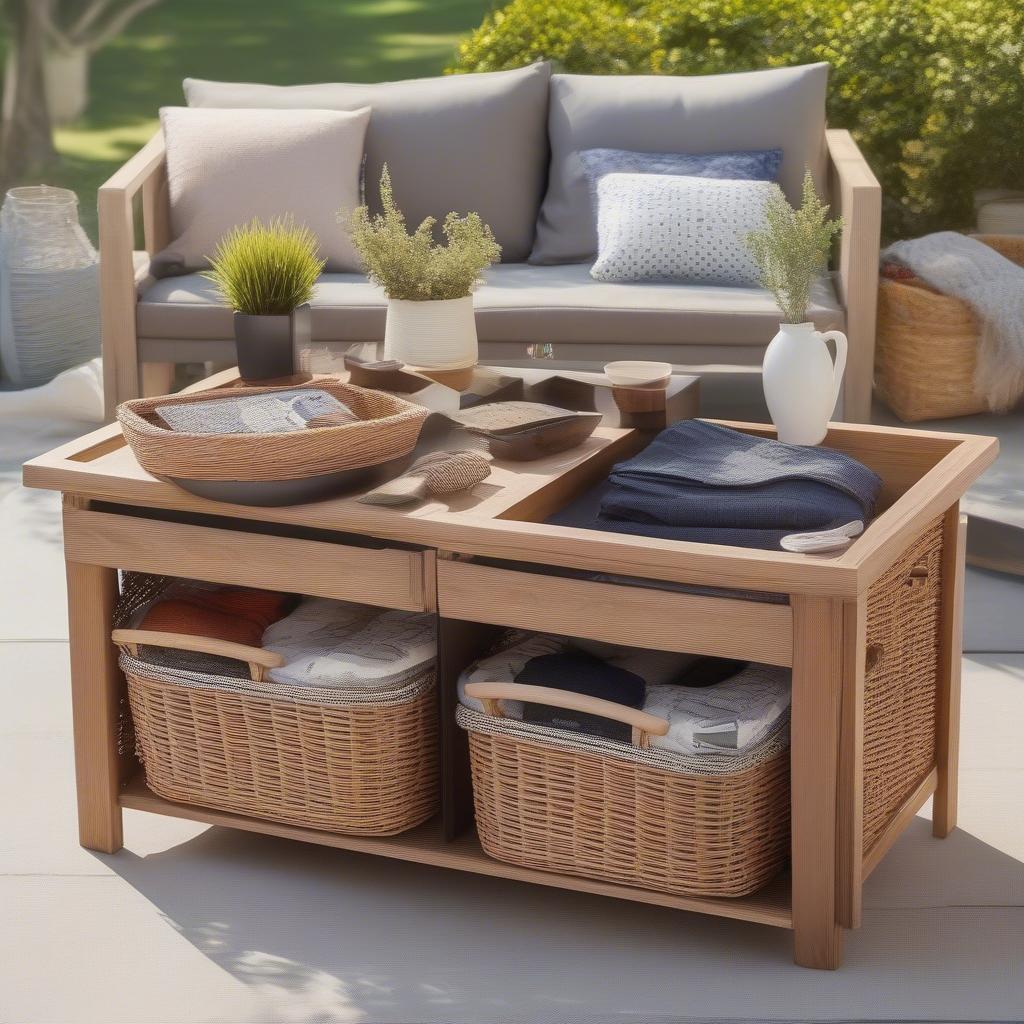 Wicker Coffee Table Storage Organization