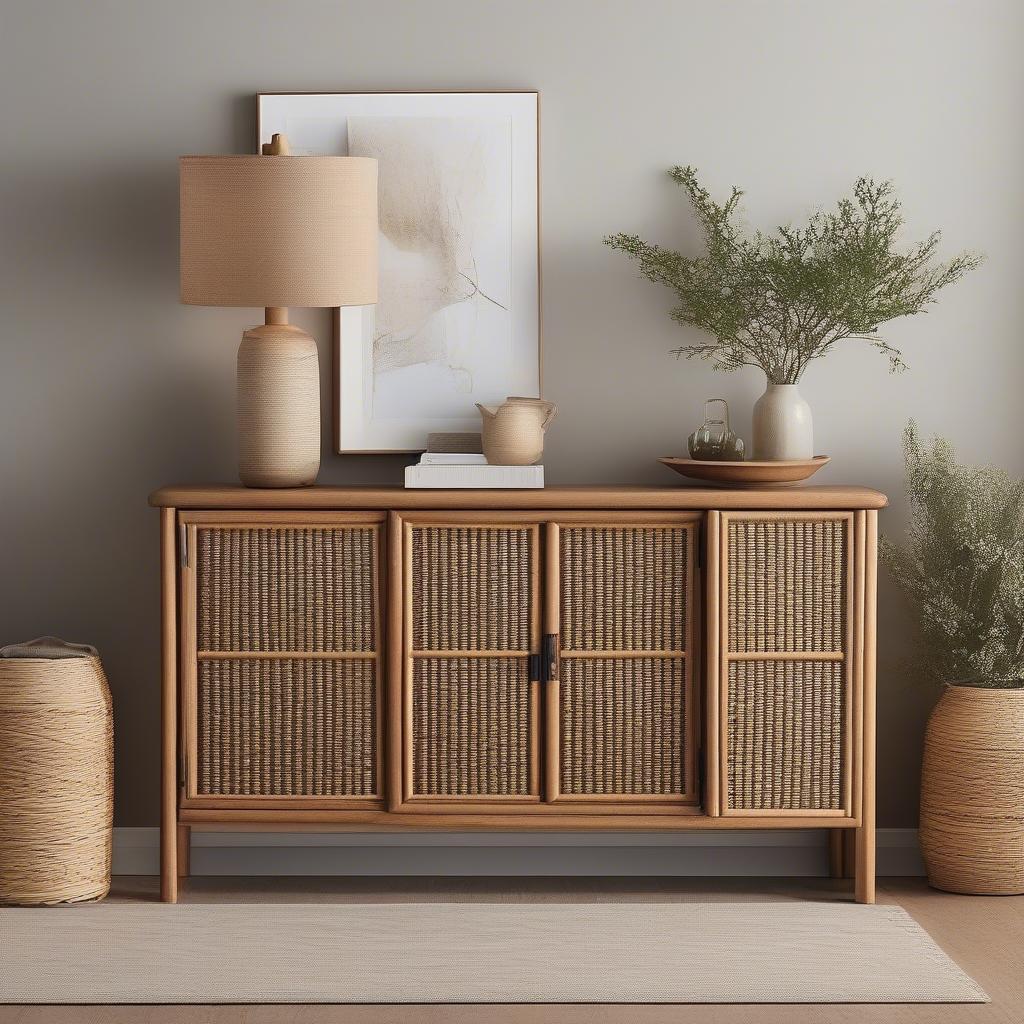 Wicker Console Cabinet in Different Rooms