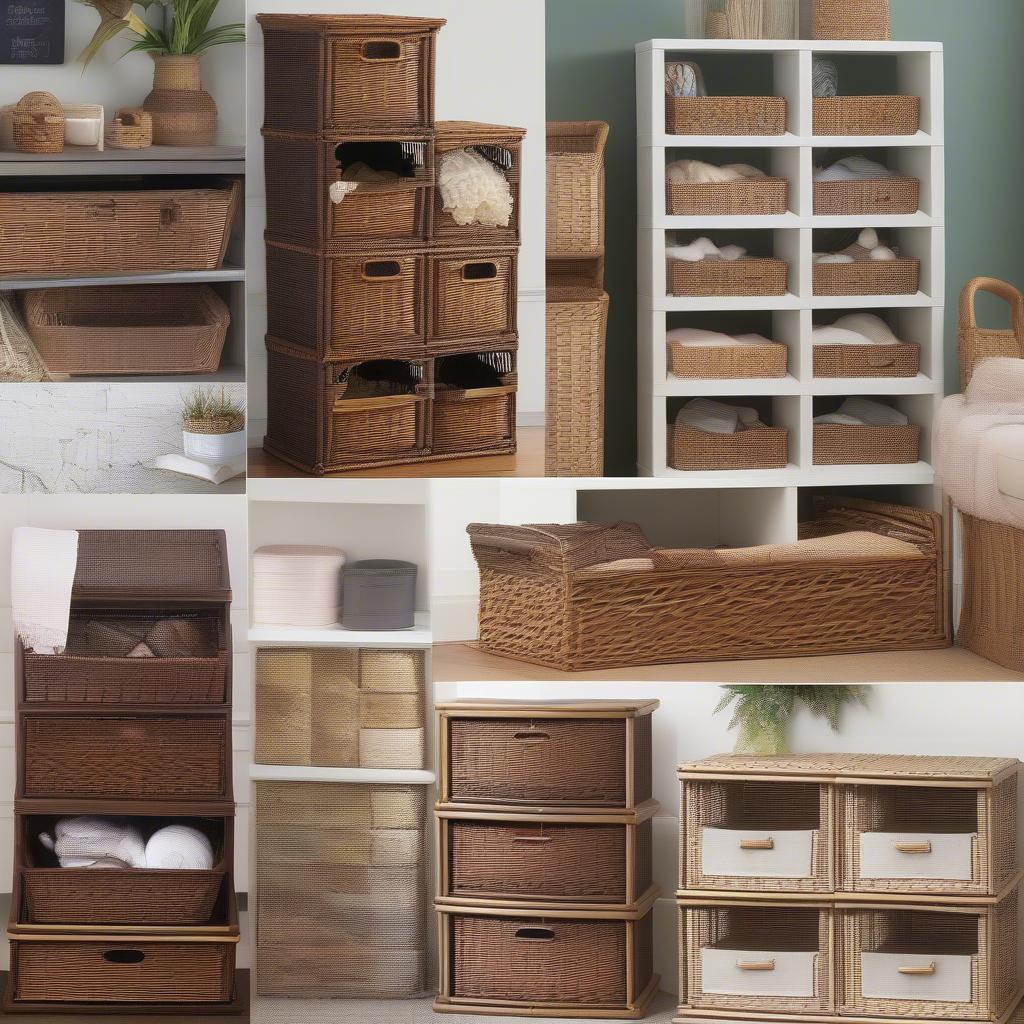 Different Styles and Sizes of Wicker Storage Cubbies