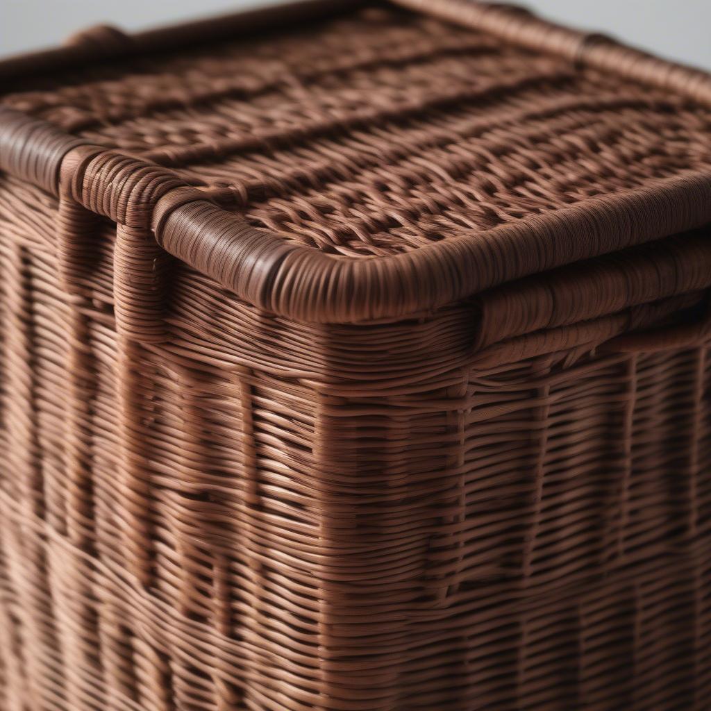 Dark Brown Wicker Cube Basket from Threshold