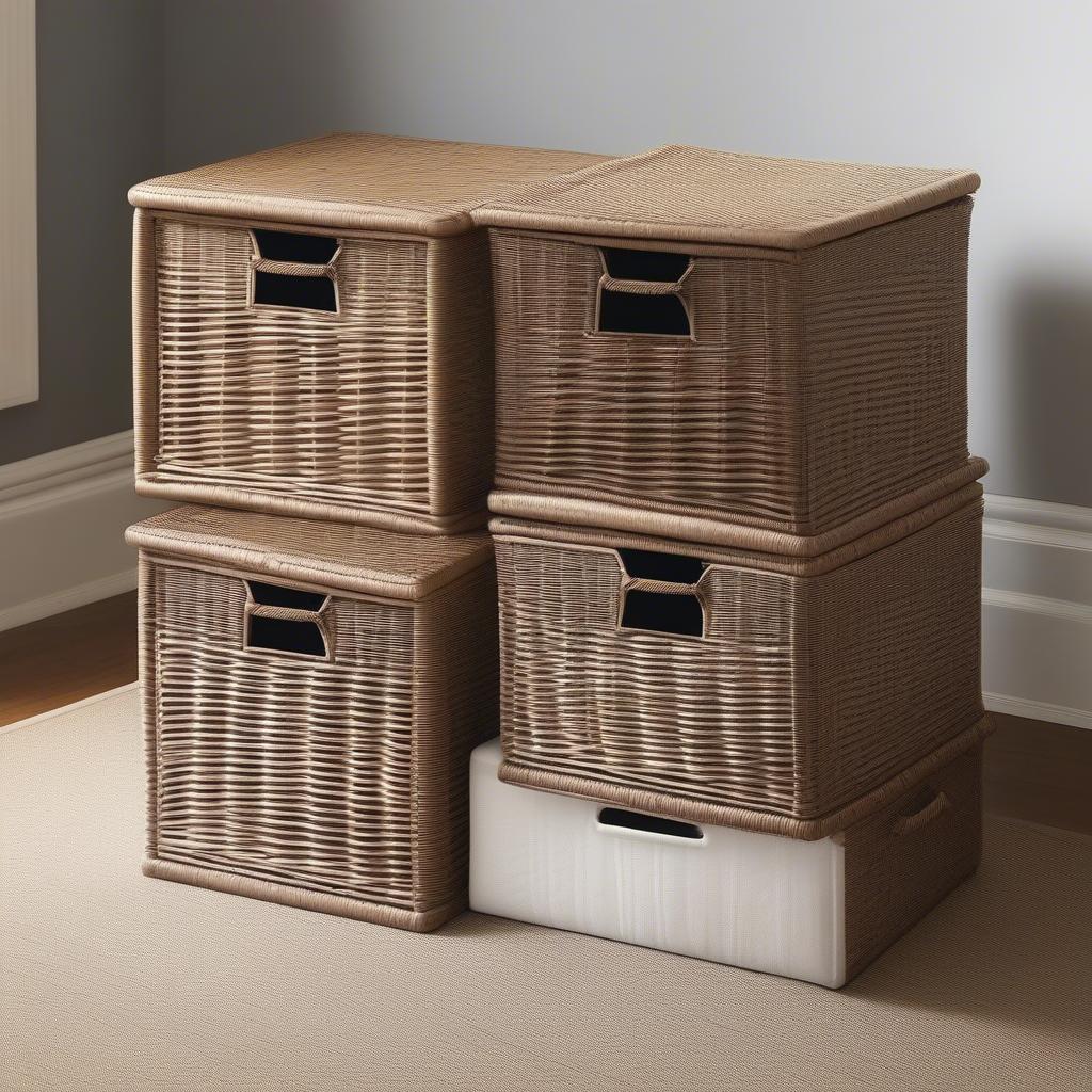 Organizing with Wicker Cube Storage Baskets