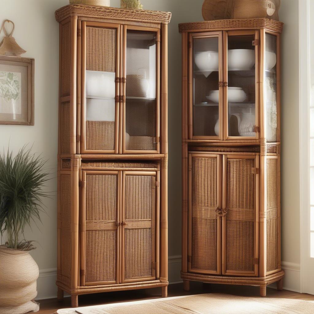 Various Styles of Wicker Display Cabinets