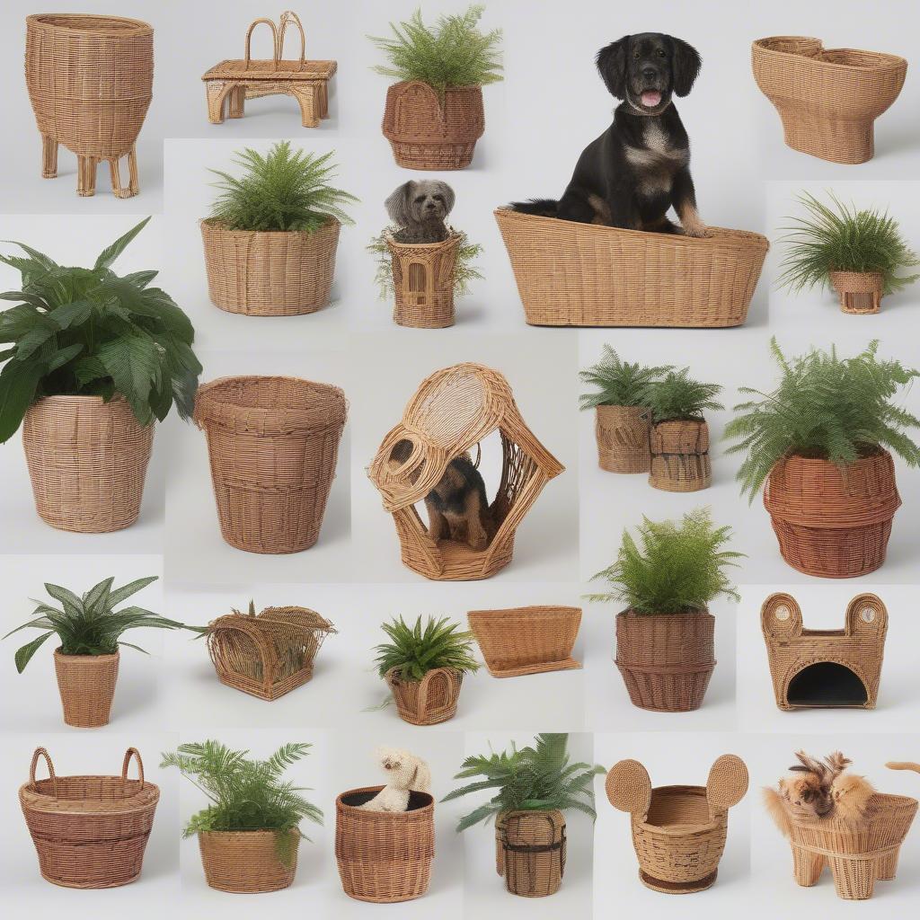 Different Styles of Wicker Dog Plant Holders