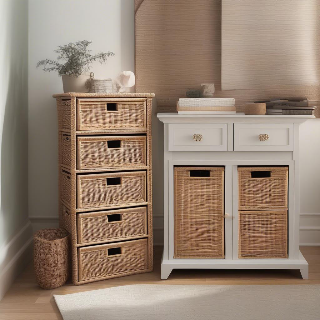 Comparing Sizes of Wicker Storage Drawers for Different Needs