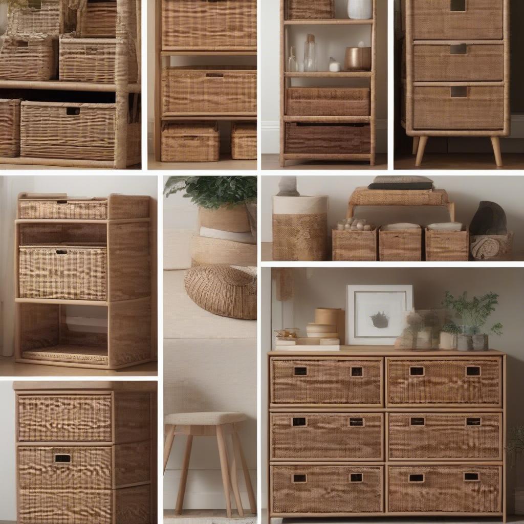 Various wicker drawer storage options for different needs