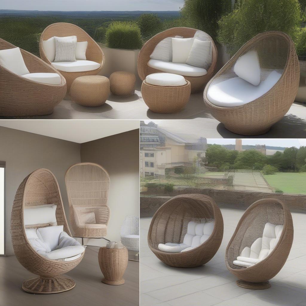 Different Sizes of Wicker Egg Chairs