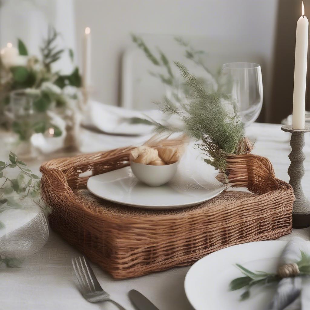 Wicker Fork Holder in a Table Setting