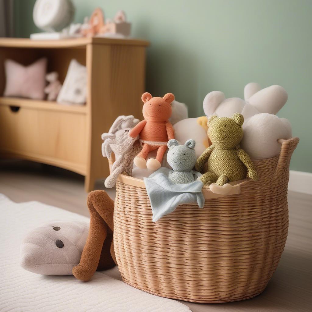 Wicker Frog Storage Basket in a Nursery