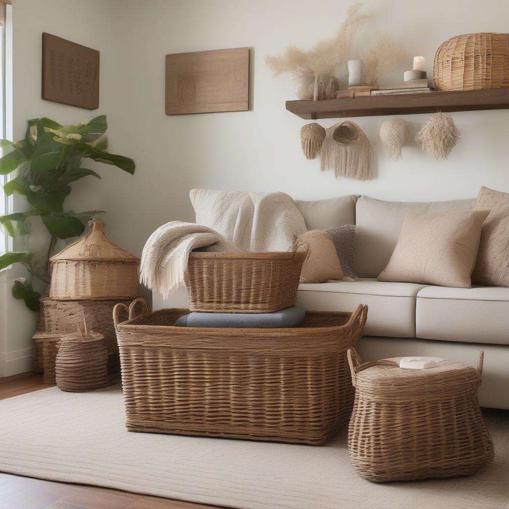 Wicker Frog Storage in a Living Room