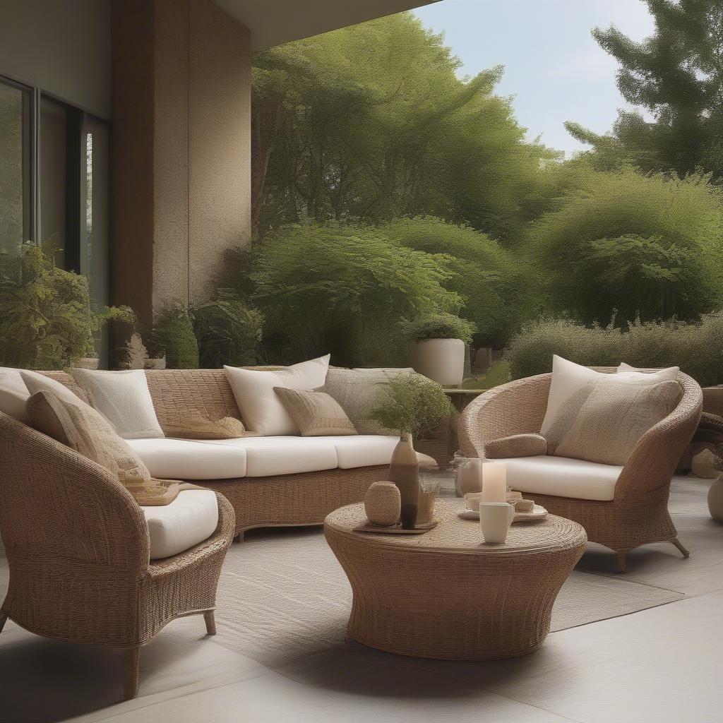 Wicker furniture on an outdoor patio setting