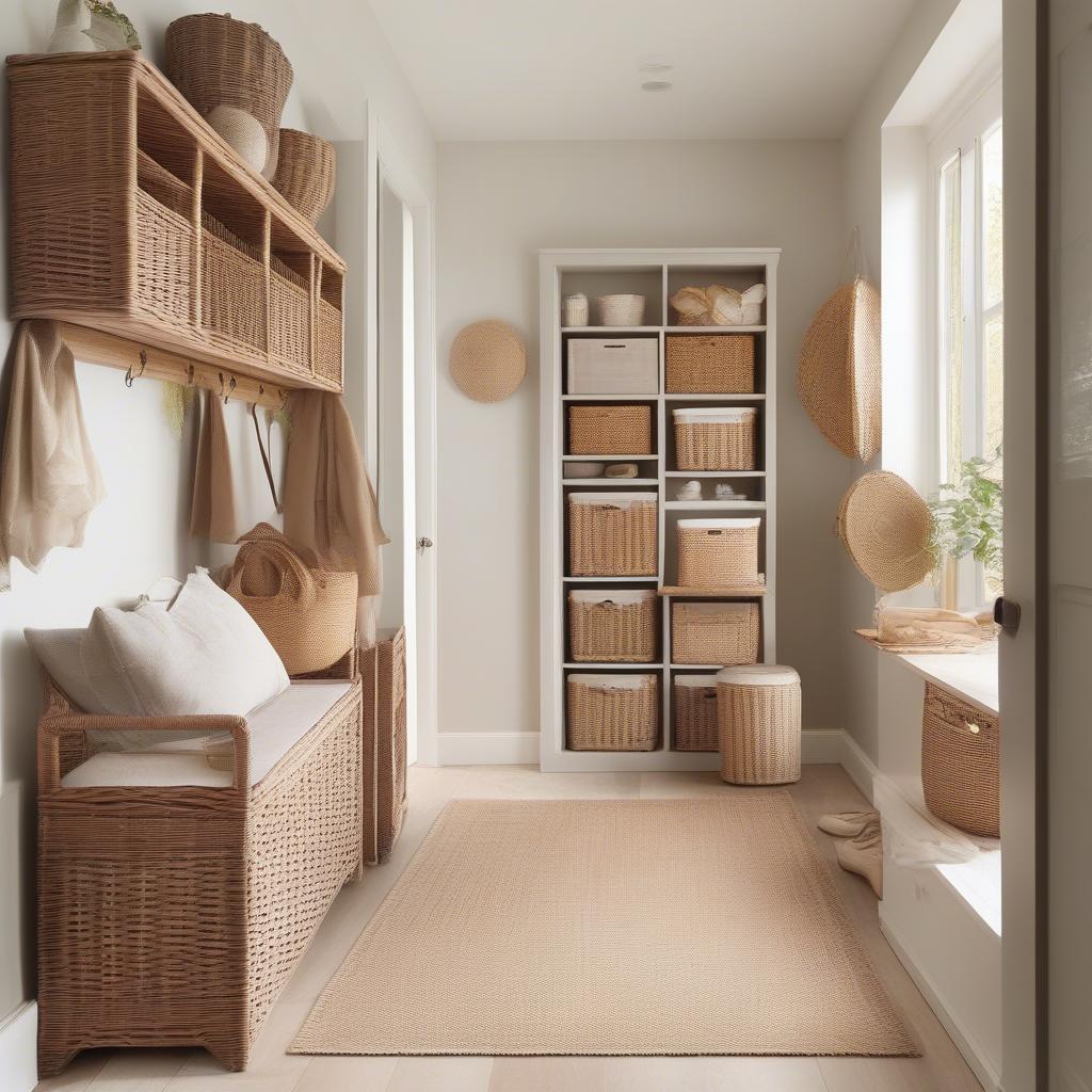 Wicker hallway storage ideas for a stylish and organized entryway